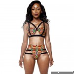 Aurorax Women's Girls High Waist African Print Inspired Criss Cross Bandage Bikini,2PCS Sexy Swimwear Swimsuit Red B0792XD72M